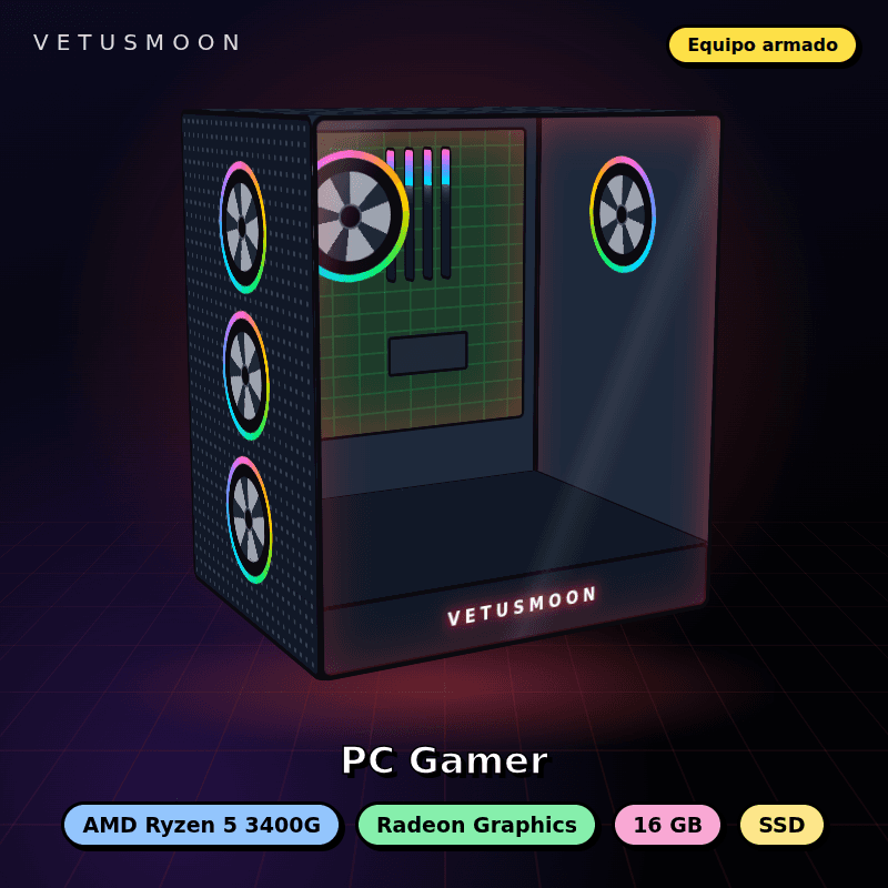 Equipo AMD Ryzen 5 3400G Gamer - 16Gb - SSD - Radeon Graphics